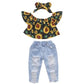 Pastel Shirt + Denim Pants Set