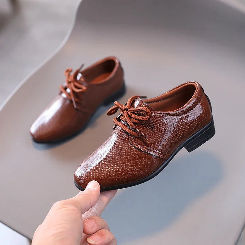Boys Black Leather Shoes